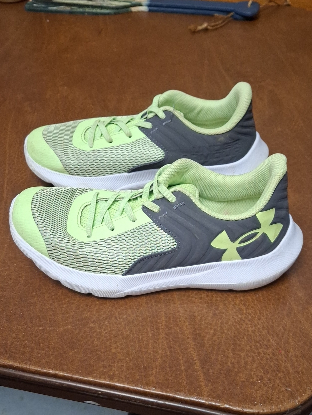 Under Armour Kids' Neon Lime and Gray Performance Sneakers